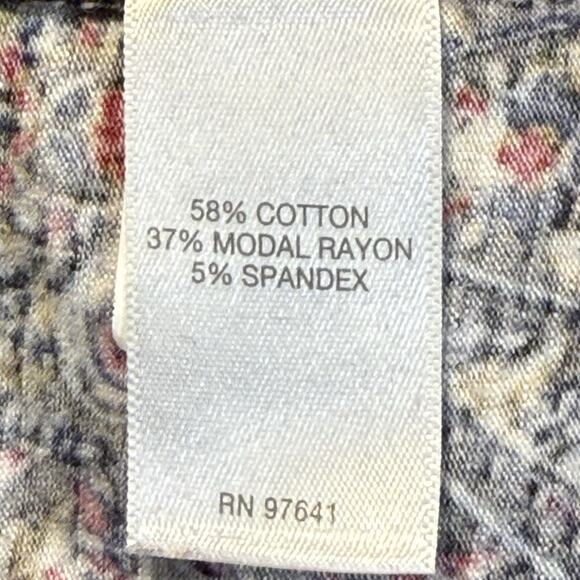 J. Jill Paisley Tunic Top Blouse Sz Large Cotton Modal Knit V Neck Long Sleeves - Picture 14 of 14